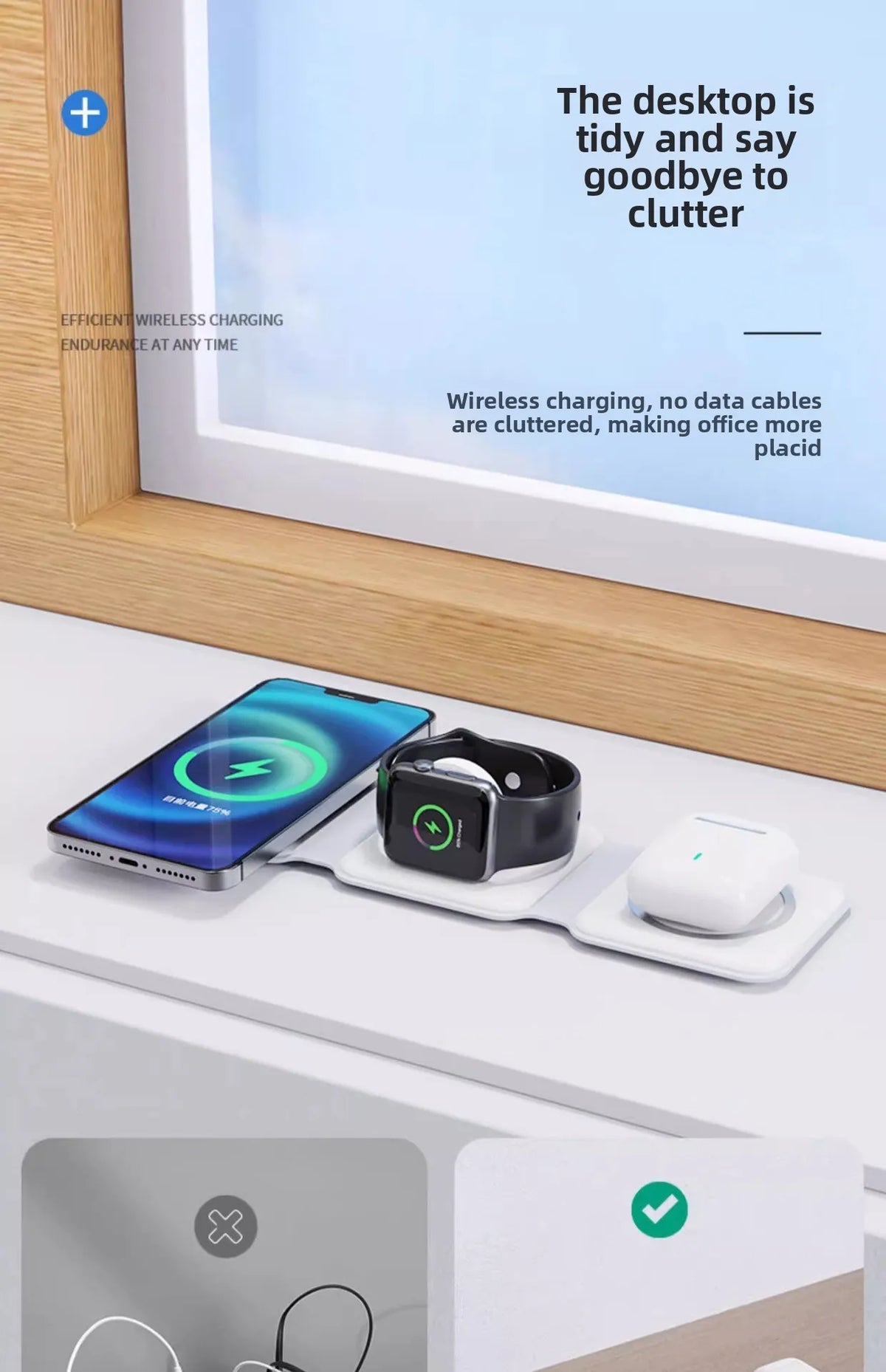 Trifold 3-in-1 Foldable Wireless Charger