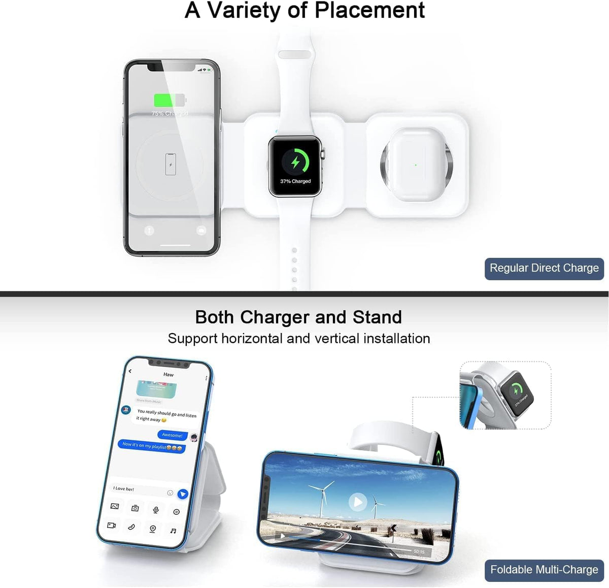 Trifold 3-in-1 Foldable Wireless Charger