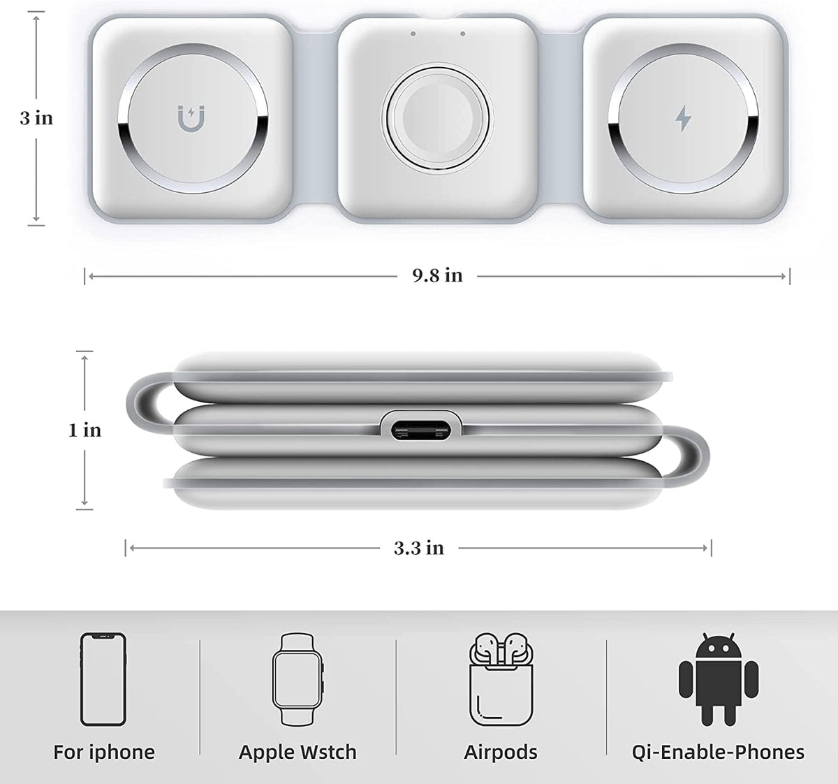 Trifold 3-in-1 Foldable Wireless Charger