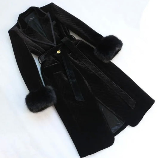 Fur Velvet quilted Coat