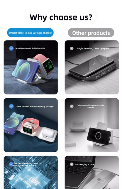 Trifold 3-in-1 Foldable Wireless Charger